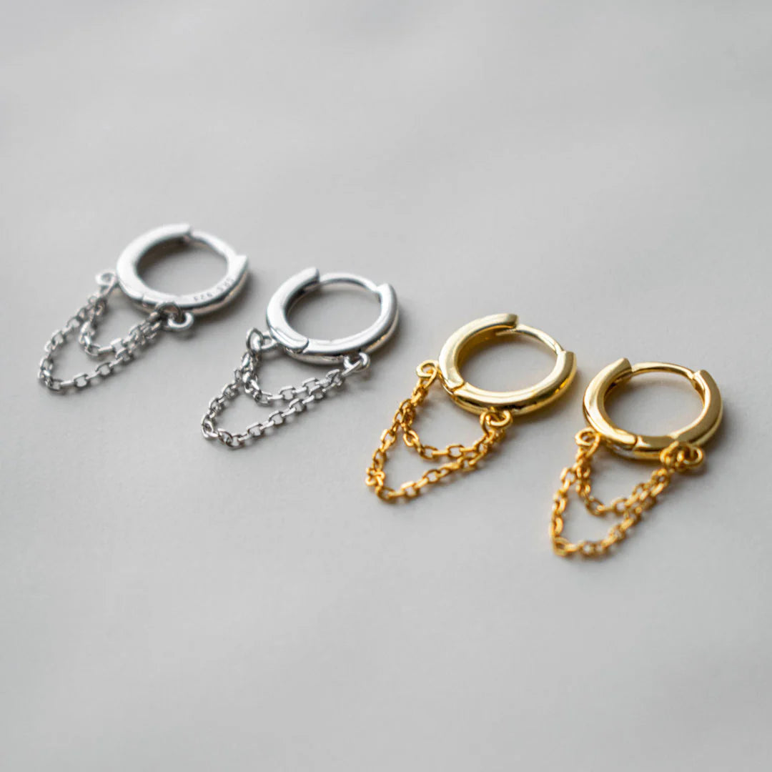 KRASÁ - Chained Hoop Earrings