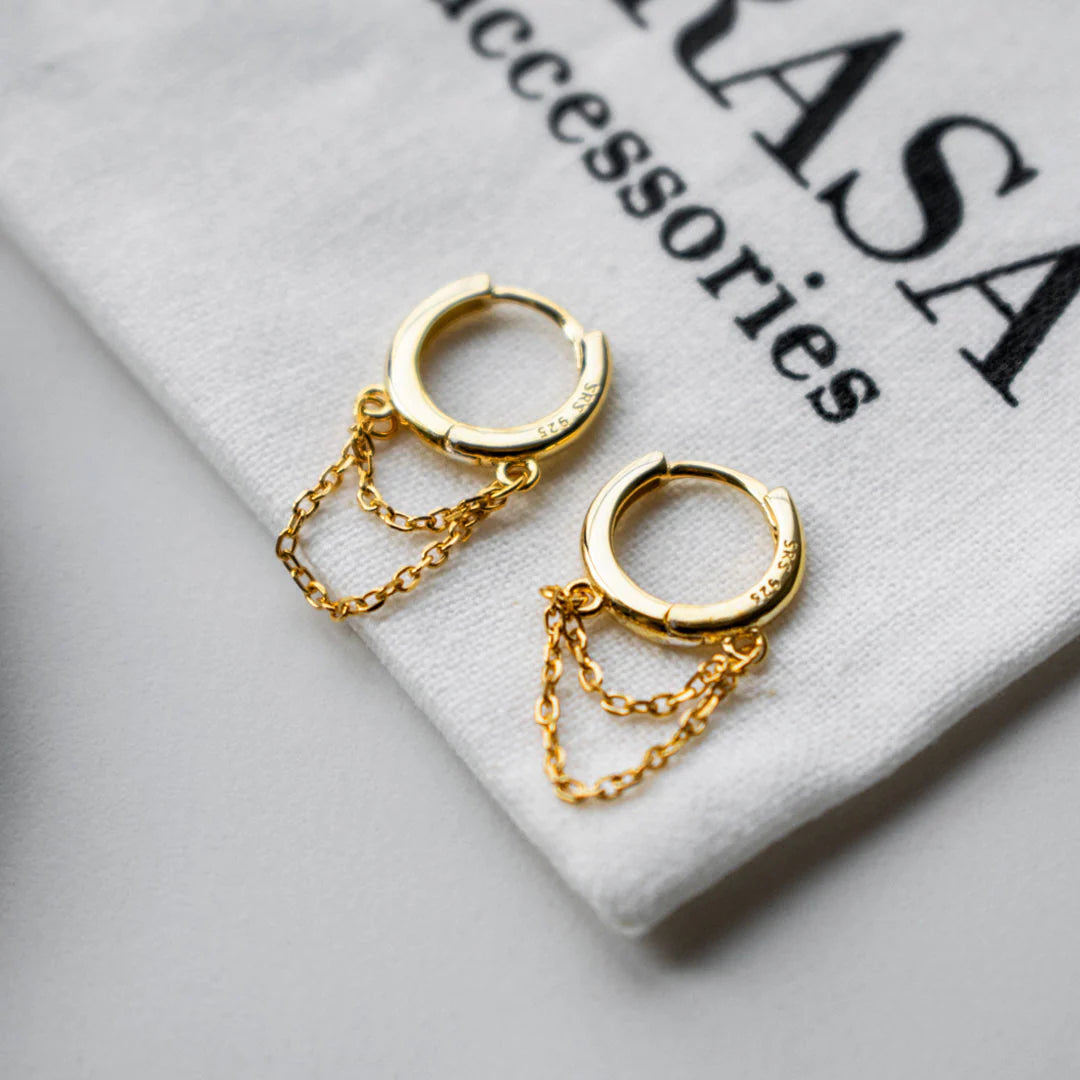 KRASÁ - Chained Hoop Earrings